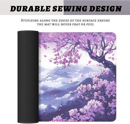 Cherry Blossom Desk Pad Mouse Pad Purple Spring Mountain Scenery Mousepad XL Large Gaming Mouse Pad Laptop Keyboard Mat Desk Pad 31.5"x11.8"