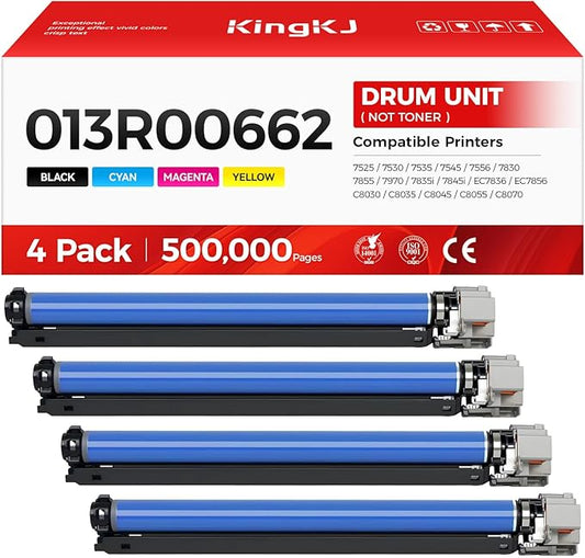 013R00662 Drum Unit Set 4-Pack Black Cyan Magenta Yellow Replacement for Xerox Workcentre 7525 7530 7535 7545 7556 7830 7855 7970 7835i 7845i AltaLink C8030 C8035 C8045 C8055 C8070 Printer Image-Drum
