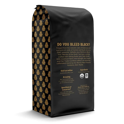 Death Wish Coffee, Valhalla Java Odinforce Blend - Whole Bean Dark Roast - Extra Kick of Caffeine - Arabica & Robusta Coffee Beans - 12 Ounce (Pack of 1)