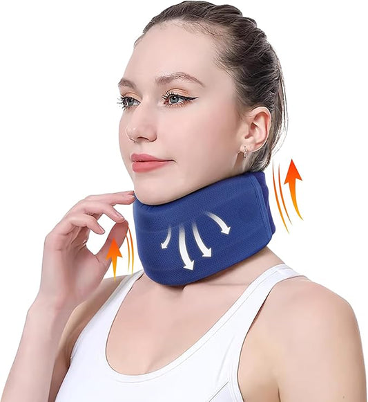 CozyHealth Neck Brace for Neck Pain and Support, Soft Neck Support Relieves Pain & Pressure in Spine for Women & Men, Wrap Align Stabilize Vertebrae Foam Cervical Collar for Sleeping (GBlue, S, 3" Middle Height)