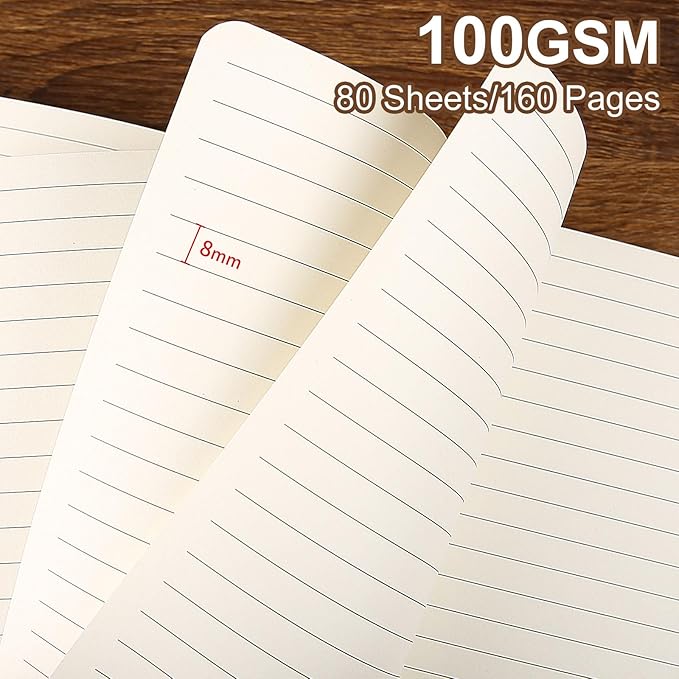 Lined Journal Notebook for Work College Ruled Note Book 7.2"x9.6" B5 PU Leather Daily Journaling 160 Pages for Women Men Writing Home School Supplies Business (Khaki/Green)