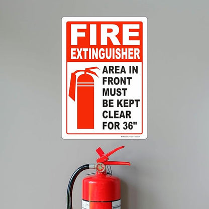 Brimar - 7 x 10" - Fire Extinguisher Keep Clear Sign - 3.5 Mil InfiniStick™ Vinyl Label - Easy Installation - Universal Application