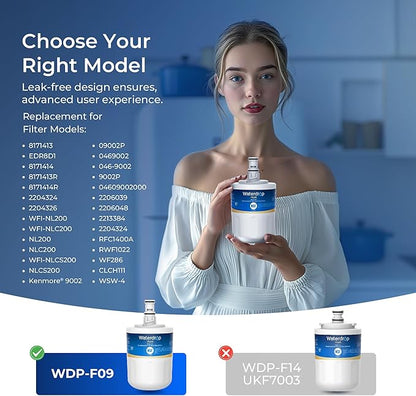 Waterdrop Plus 8171413 Refrigerator Water Filter, Replacement for Whirlpool® 8171413, 8171414, EDR8D1, Kenmore® 46-9002, NSF/ANSI 401&53&42 Certified, 𝐑𝐞𝐝𝐮𝐜𝐞 𝐏𝐅𝐀𝐒 (Package May Vary)