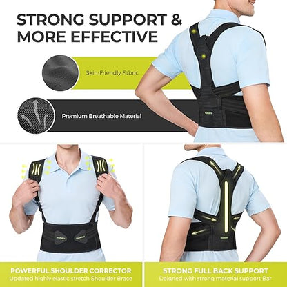 Posture Corrector for Women and Men, Adjustable Upper Back Brace for Posture Hunchback Support and Providing Pain Relief from Neck, Shoulder, and Upper Back (1, Large/XL)