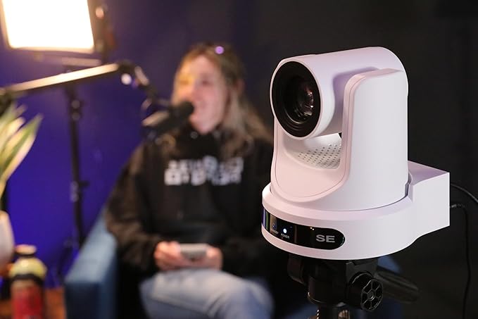PTZOptics Move SE 30x 1080p Full HD Advanced PTZ Auto-Tracking Pan Tilt Zoom Camera for Live Streaming and Video Production (White)