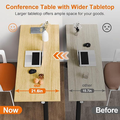 Conference Room Table, 55 Inch Folding Conference Tables with Wheels, Modern Office Meeting Table, Easy Flip & Nest Design, Rectangular Seminar Tables with Metal Frame for 2-24 People(F 6PCS)