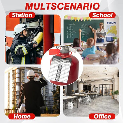 25 Sets 2026–2029 Fire Extinguisher Tags Aluminum Metal Inspection Record Tags 2.2 x 3 Inch with Hole Puncher & Numbered Security Zip Ties for Monthly Fire Extinguisher Inspection Indoor Outdoor