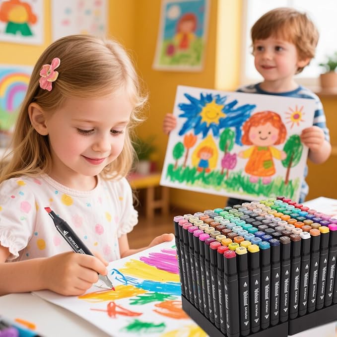 Alcohol Markers, 120 Colors Dual Tip Permanent Art Markers, Drawing Marker, Coloring Marker for Book Painting Card Making for Adults Kids.