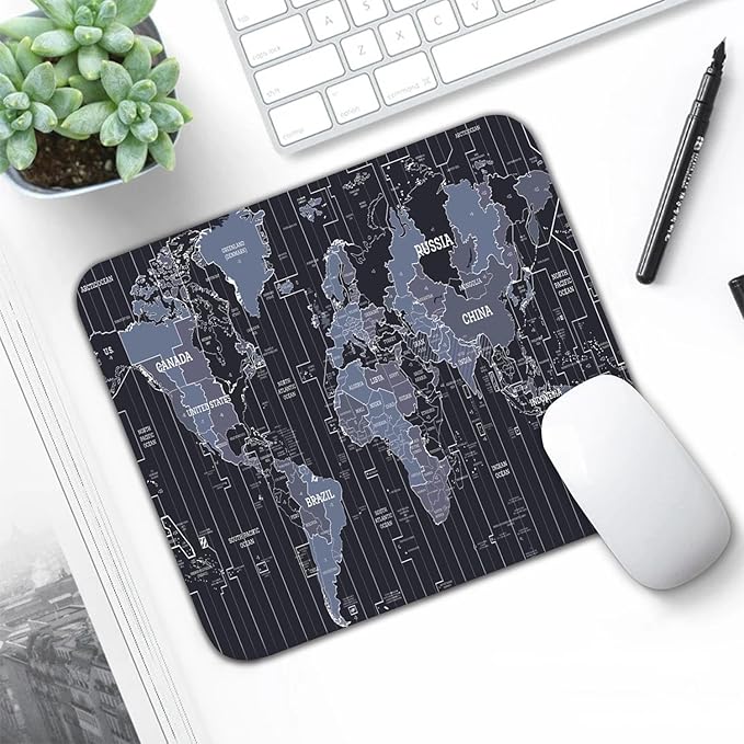 Map Patterns Desk Mat, Large Gaming Mouse Pad Non-Slip Rubber Base with Stitched Edges, Waterproof Protection for PC Laptop Home Office Desk Decor (8x9in)