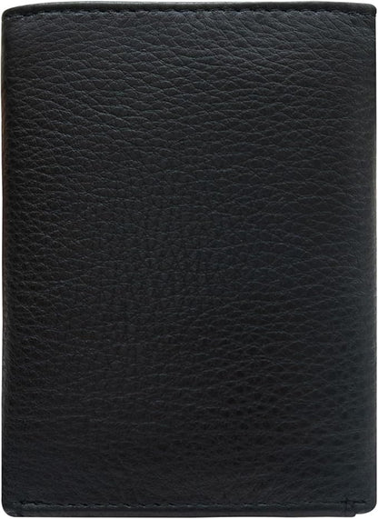 VANSI Genuine Leather Modern TriFold Design Wallet and Card Holder for Men (BLACK)