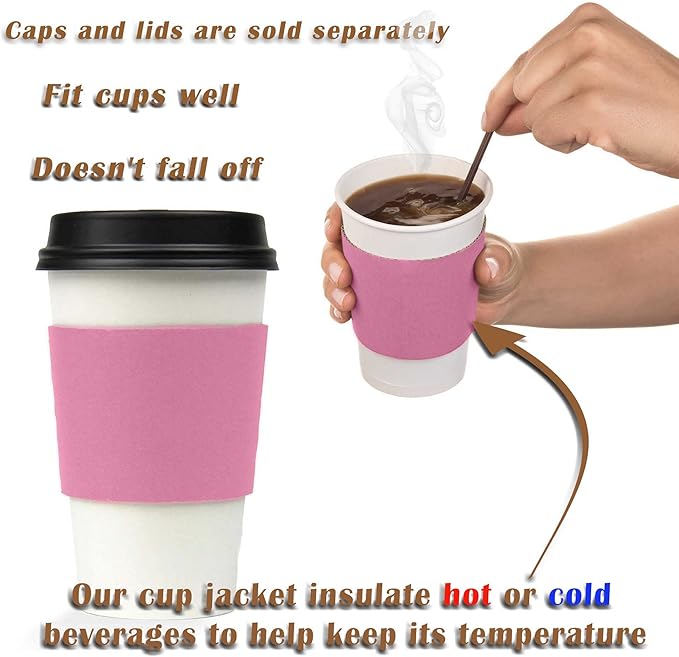 FMP Brands [500 Pack] Pink Coffee Cup Sleeves Disposable for Hot Drinks, Durable Corrugated Cardboard Cup Sleeves for 10-24 oz Cups, Beverage Insulator and Hand Protection for Hot & Cold Drinks