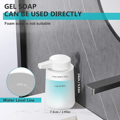 Automatic Soap Dispenser Liquid Touchless: 9oz Plastic White 3-Level Adjustable Modern Rechargeable Electric Smart Auto Soap Dispenser - Bathroom Kitchen Hand Dish Lotion