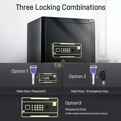 ADIMO Safe Box, 3.6 Cuft Large Heavy Duty Home Safe With Lockable Cabinet&Fireproof Waterproof Money Bag, Digital Keypad And Dual Key System, Big Money Box For Document Jewelry Collections Home Office