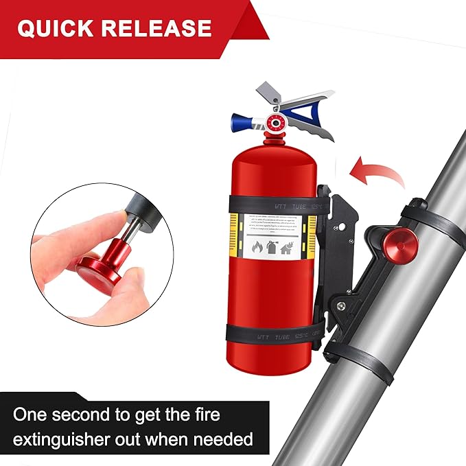 Car Fire Extinguisher Mount Bracket Aluminum Quick Release Roll Bar Fire Extinguisher Holder Mount Universal for Jeep Truck UTV ATV Semi