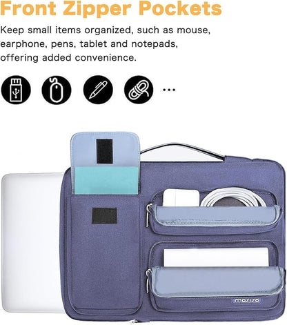 MOSISO 360 Protective Laptop Case 13.3 inch, 13-13.3 inch Laptop Sleeve Compatible with MacBook Air/Pro 13 / Pro 14, HP Dell ASUS Lenovo,Side Open Bag with 2 Raised&1 Flapover Pockets, Lavender Gray