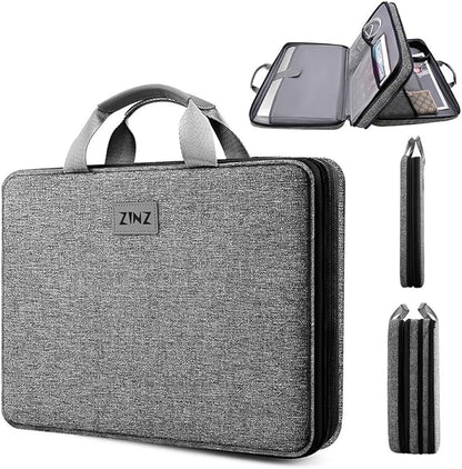 ZINZ Laptop Case 15 15.6 16 inch Sleeve, Expandable Computer Hand Bag with Multi-pockets Compatible with MacBook Pro 16 inch M4/M3/M2/M1, MacBook Air/Pro 15 inch and 15-16 inch Notebooks，G01BK01