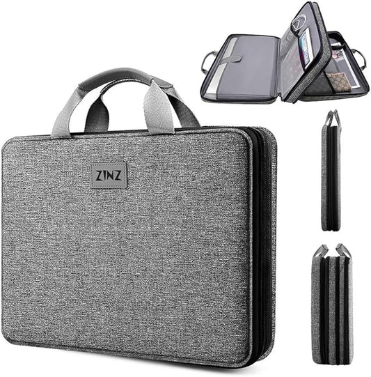 ZINZ Laptop Case 15 15.6 16 inch Sleeve, Expandable Computer Hand Bag with Multi-pockets Compatible with MacBook Pro 16 inch M4/M3/M2/M1, MacBook Air/Pro 15 inch and 15-16 inch Notebooks，G01BK01