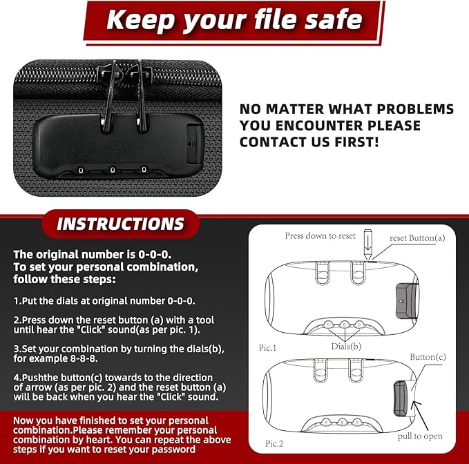 Fireproof Document Box Hard Case With Lock, Multi-Layer Fire Proof Water Resistant Safe Box File Organizer Bag With Small Money Bag for Important Documents Passport Certificates Laptop (Black)