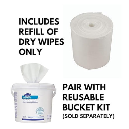Diversey 5831874 EasyWipe Disposable Wiping System, DRY wipes - Use with Your Choice Disinfectant, 125 Large 12x10.5-Inch Wipes, 1-Refill Bag (Pack of 6)