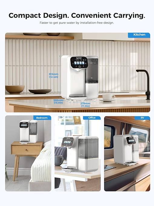 Countertop Reverse Osmosis Water Filter, 5-Stage Water Filtration System for Kitchen, RV, Office, White
