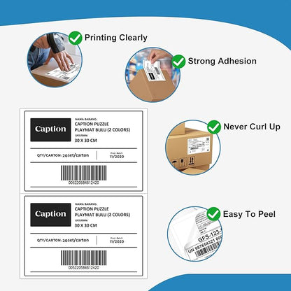5-1/2" x 8-1/2" Half Sheet Labels, 200 Blank White Matte Finish Printable Inkjet/Laser Printer Labels