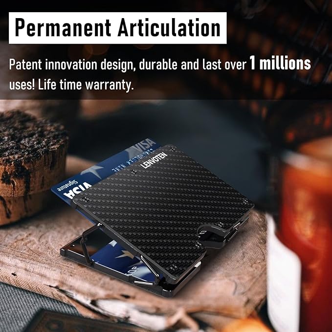Upgraded Hinged Minimalist Wallet for Men | Slim Metal RFID Blocking Wallet | Credit Card Holder & Money Clip Holds 20 Cards | Premium Scratch-Resistant Finish | Ideal Gift for Men