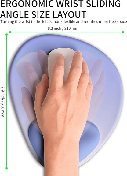 Palm-Rest and Wrist-Hugging Mouse Pad Wrist Rest, Ergonomic Wrist Support with Curve Fitting Cushioned Memory Foam for Carpal Tunnel Pain Relief, 9.9 x 8.3 Inch, Purple Ombre