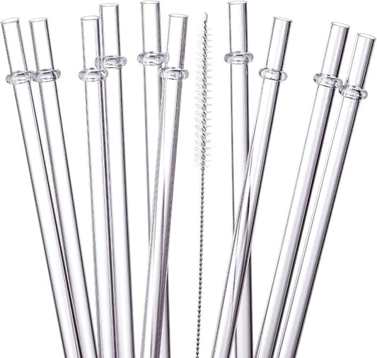 24 Pack, HIGHLY Transparent Reusable Plastic Straws with 4 Cleaning Brushes, 10.5 in Long Drinking Straws, Clear Replacement Straw for 16 24 30 32 OZ Tumblers, Cups, Jars, YETI, Starbucks - BPA FREE