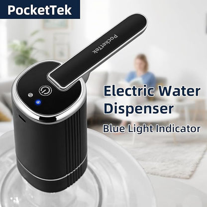 5 Gallon Water Pump Dispenser – Rechargeable & Foldable Electric Water Jug Pump, USB Charging Water Bottle Pump with 2 Silicone Hoses & 304 Stainless Steel Weight, for Camping/Home/Office
