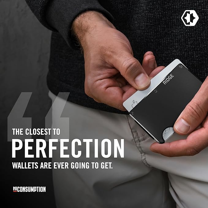 The Ridge Wallet - Slim Minimalist Compact Wallet and Card Holder| RFID Protected Front Pocket Wallets | Integrated Money Clip | Royal Black
