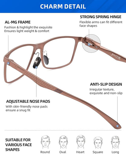 JM Al-Mg Metal Blue Light Blocking Glasses Men Women Anti Blue-Light Computer Glasses, Relieve Eyestrain and Eye Protection