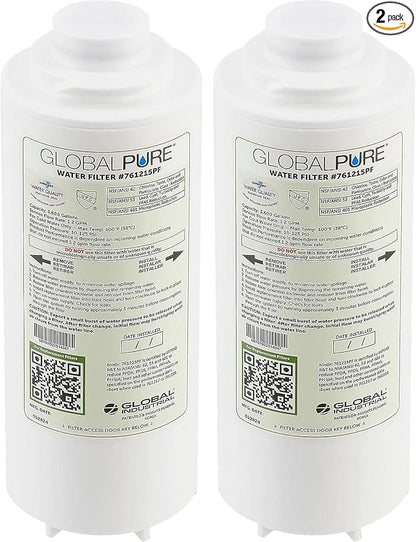 Global Industrial Global Pure Replacement Water Filter PFAS, 3,600 Gallon Capacity, Drinking Fountain and Bottle Fillers Replacement Filter, Cold Water Filter Only, 2/Pack
