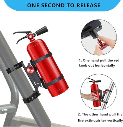 Fire Extinguisher Mount Bracket, Aluminum UTV Quick Release Fire Extinguisher Mount for 1.75''-2'' Roll Bar, Universal for UTV RZR Polaris Ranger Jeep Wrangler, with 4 Clamps