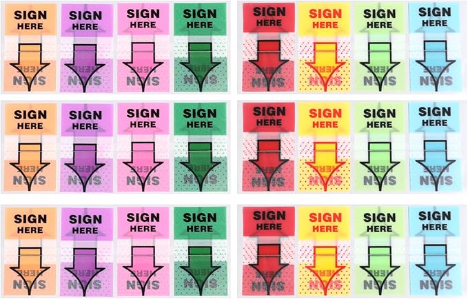 600 PCS Sign Here Tabs, Arrow Labels Stickers Post Notes Flags Adhesive Sticky Signature Tags for Documents Notebooks Home Office School Supplies