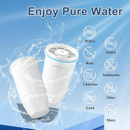 Replacement Water Filter Resin Filtration System 0 TDS 0 Leak,Compatible with Zero Water Pitcher and Dispenser, Reduce Lead/Chromium/PFOA/PFOS (Pack of 6 by TOMOON)