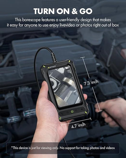 Anykit Borescope Inspection Camera with Light, Industrial Endoscope Camera with 0.3 Slim Probe, 4.3” HD Screen Digital Snake Cam, Semi-Rigid Cable Bore Scope for Pipe, Engine, Inside Wall(16.5 FT)