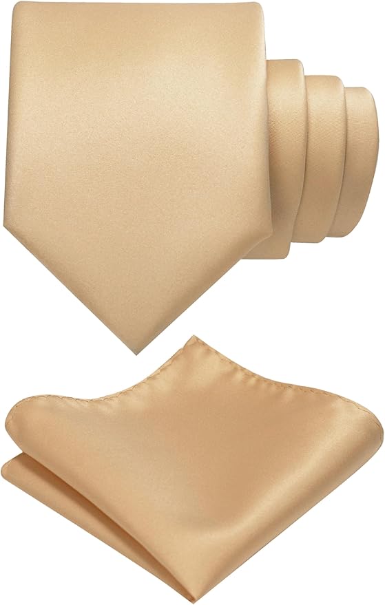 RBOCOTT Solid Color Tie and Pocket Square Hankerchief with Lapel Pin Set for Men