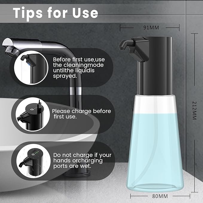 Automatic Liquid Soap Dispenser Touchless,Hand & Dish Electric Dispenser 4-Level Adjustable,450ML Waterproof Rechargeable Kitchen Auto Soap Pump,The Bottle is Replaceable (Black)