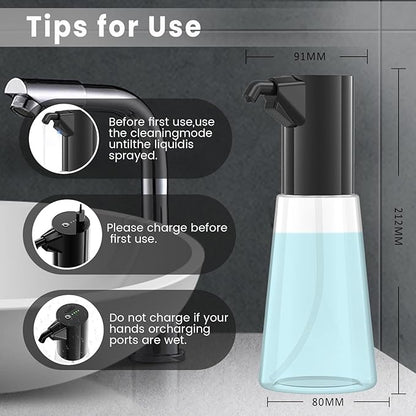 Automatic Liquid Soap Dispenser Touchless,Hand & Dish Electric Dispenser 4-Level Adjustable,450ML Waterproof Rechargeable Kitchen Auto Soap Pump,The Bottle is Replaceable (Black)