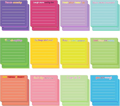 Yinder 12 Pcs Employee Appreciation Sticky Notes Xmas Gift Bulk Motivation Note Pads Mini Inspirational Note Gift for Teacher Nurse Staff Coworker Office Supply 3 x 3'' (Inspirational,Dark Color)