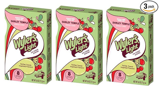 Wyler's Light Shirley Temple - Singles to Go Powdered Drink Mix - Pack of 3-8 Per Box 24 Total Servings - Delicious Tasting Shirley Temple Flavor