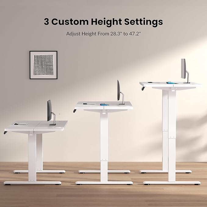 Electric Adjustable Standing Desk Frame Workstation,Up to 47.2",Ergonomic Standing Up Desk Base with Memory Controller,White Frame Only