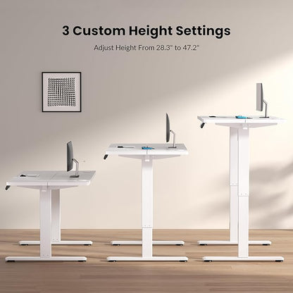 Electric Adjustable Standing Desk Frame Workstation,Up to 47.2",Ergonomic Standing Up Desk Base with Memory Controller,White Frame Only