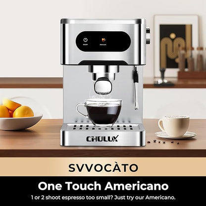 CHULUX Svvocàto Espresso Machine, Hot & Cool Espresso Maker with Milk Frother, Touchscreen Expresso Coffee Machine with 50oz Water Tank for Cappuccino, Americano