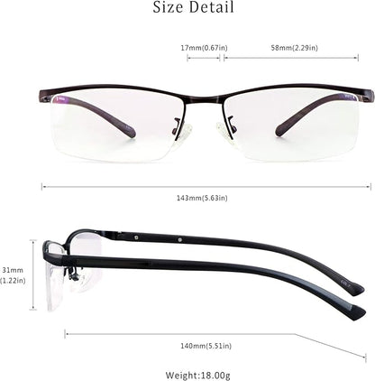 LifeArt Alloy Semi-Rimless Reading Glasses,Blue Light Blocking Glasses, Anti Eyestrain, Computer Gaming Glasses, TV Glasses for Women, Anti Glare (Black, +2.50 Magnification)
