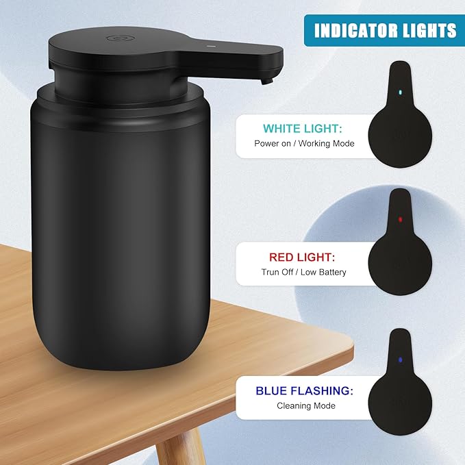 Automatic Soap Dispenser Foaming Touchless 10.14oz/300ml Foam Soap Dispenser Automatic Foam Hand Soap Dispenser with Infrared Sensor for Bathroom Kitchen Sink Hotel Restaurant (Black)