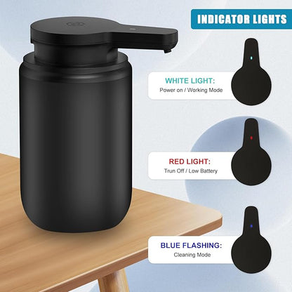 Automatic Soap Dispenser Foaming Touchless 10.14oz/300ml Foam Soap Dispenser Automatic Foam Hand Soap Dispenser with Infrared Sensor for Bathroom Kitchen Sink Hotel Restaurant (Black)