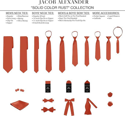 Jacob Alexander Solid Color Mens Tie - Soft-lined Necktie - Timeless Formal Look for Weddings and Business - (Regular Size)