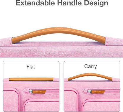 MOSISO 360 Protective Laptop Case 16 inch, 15-15.6 inch Laptop Sleeve Compatible with MacBook Pro 16, HP, Acer, Dell, Lenovo, ASUS, Side Open Carrying Case with 4 Zipper Pockets&Handle, Pink