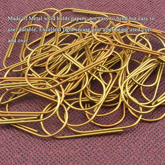 HAHIYO Paper Clips 2 inches (50mm) Length Gold Wide Paperclips Vinyl Coated Prevent Scratching Tearing The Pages Sturdy for Bookmark Organize Home Office School 30 Pack